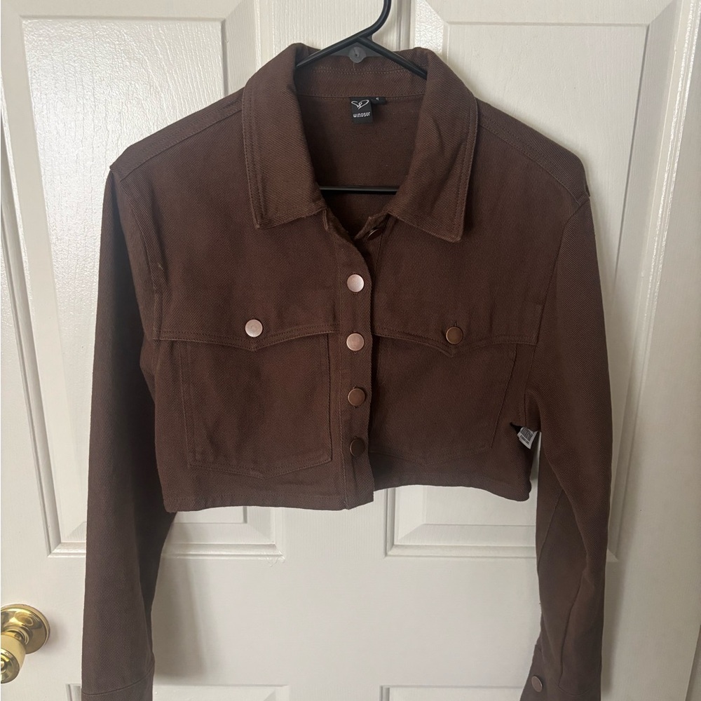 Windsor Chocolate Brown Cropped Jean Jacket